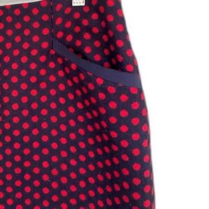 TALBOTS polka dot Pencil Skirt Red navy blue wool blend preppy cute sz  8 EUC